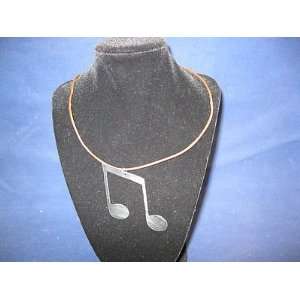   Jewelry   Musical Note Necklace   Made In USA chain brown leather