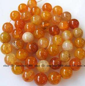 10mm Yellow Crack Agate Round Gemstone Beads 14.5  