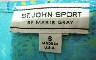 St.John Sport Blue Short Sleeveless Knit Top Size S Womens Blouse 