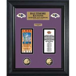   Super Bowl Ticket and Game Coin Collection Framed Sports Collectibles