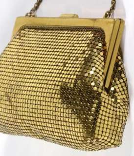Rare Retro Vintage 1930s Whiting & Davis Gold Mesh Evening Bag Purse 