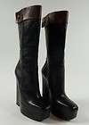 Balenciaga Black Leather Wedge High Boots 36 5.5   AMAZING