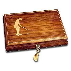 Golf Hand Inlaid, Outstanding Palissandro Solid Wood Lovely Reuge Box