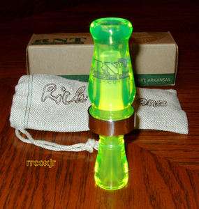   TONE DAISY CUTTER ACRYLIC SINGLE REED DUCK CALL FLUORESCENT GREEN NEW