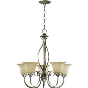   Mystic Silver Spencer Traditional / Classic Wrought Iron 5 Light Chan