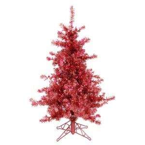  Cranberry Tinsel Slim 200CR (A868846) Cranberry Colored Christmas Tree