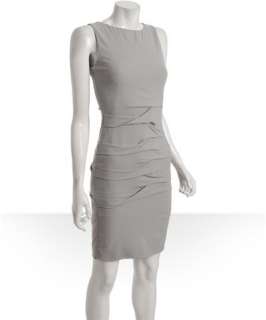 Nicole Miller ash grey pleated stretch crepe sheath dress