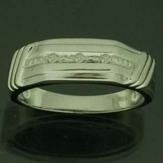 14K White Gold Diamond Mens Ring  