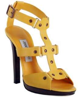 Jimmy Choo yellow leather Prize platform t strap sandals   