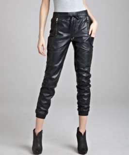 Marc by Marc Jacobs orcha black leather tie waist pants   up 