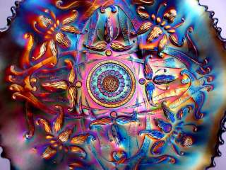 WISHBONE by NORTHWOOD ~ STUNNING AMETHYST CARNIVAL GLASS RUFFLED 