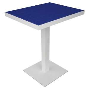  Polywood Euro 20 x 24 Pedestal Dining Table in White / Pacific 