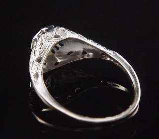 Victorian 14K White Gold Filigree Flower Diamond Engagement Right Hand 