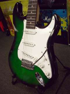 USED CRESCENT STRAT STYLE ELECTRIC GUITAR TRANS GREEN  