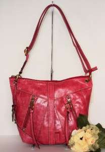 NWT Fossil Monika Pink Vintage Leather Crossbody Shopper Handbag Tote 