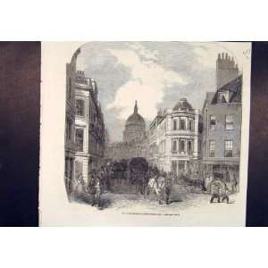  Cannon Street London People Horse Carts Print 1854