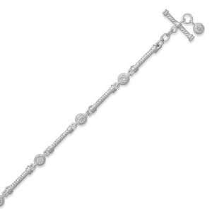  7.5 5mm CZ/Twisted Bar Toggle Bracelet Jewelry