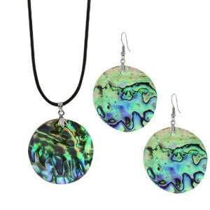  1 1/2 Multi Color Abalone Shell Inlay Pendant Earrings 