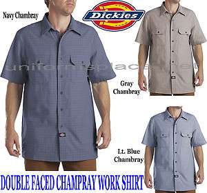 Dickies Shirt SHORT SLEEVE DOUBLE FACED CHAMBRAY Work Shirt WS151 M L 