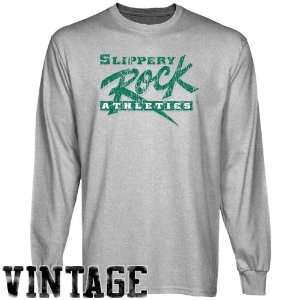 Slippery Rock Pride Ash Distressed Logo Vintage Long Sleeve T shirt