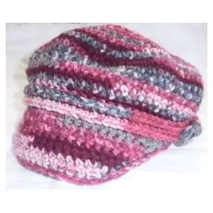  Trendy, Fashionable, Hand crocheted Newsboy Hat/Cap   Pink 