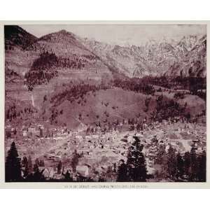  1893 Print Ouray City Mountains Colorado Town View 