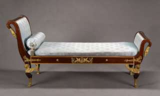 19th c. French Ormolu Mounted Empire Style Day Bed  