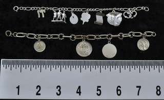 Charms on the 1st bracelet include a pair of handcuffs, a lions head 