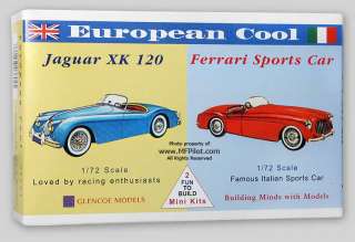 JAGUAR XK120 & FERRARI SPORTS CAR   1/72 Glencoe Dual Kit #3604 NEW 