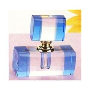 Clear & Blue Striped K9 Crystal Perfume Bottle Scented Decanter Décor