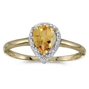   Yellow gold November Birthstone Pear Citrine And Diamond Ring Jewelry