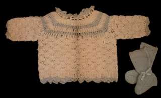 Vintage Crocheted Baby Booties & Sweater 1930’S  