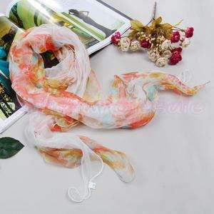Women Soft Silk Scarf Shawl Wrap Multicolor 2 Layers  