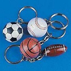 12 Sports Ball Key Chains / Party Favor  