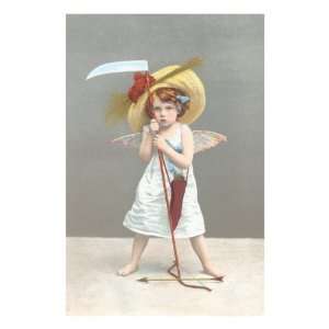  Old Fashioned Little Girl with Sickle Premium Poster Print 