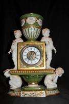 German Dresden Porcelain Cherub Clock Mantle Clocks  