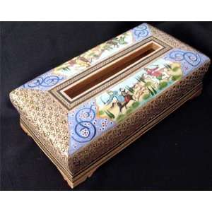  Persian Khatam Inlay Esleemee Mosaic Tissue Box with Hand 