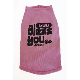   Ruff and Meow Dog Tank Top, God Bless You, Pink, Small