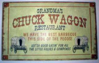 Western Restaurant Tin Sign Garndmas Chuck Wagon  