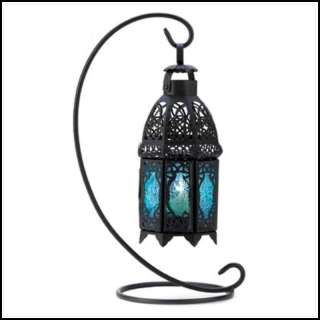 SAPPHIRE NIGHT HANGING TABLETOP CANDLE LANTERN & STAND  
