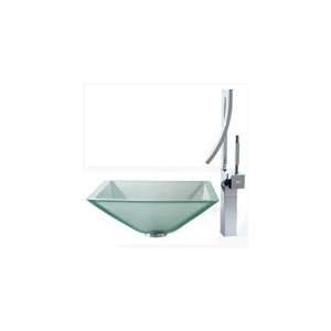   Frosted Square Glass Sink and Millennium Faucet
