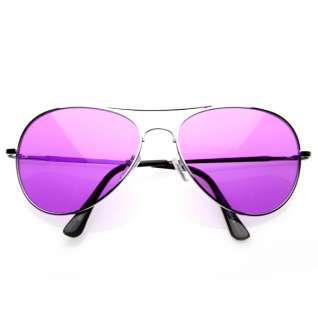   Premium Silver Metal Aviator Glasses with Color Lens Sunglasses  