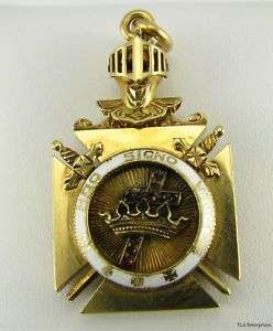 KNIGHTS TEMPLAR Masonic   14k Gold Antique A+ Watch FOB  