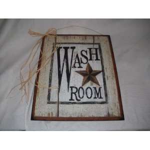 Wash Room Barn Star Outhouse Sign Country Bathroom Decor Wooden Wall 