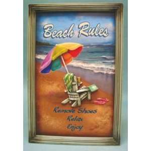 Rules Wood Pub Sign Remove Shoes Relax Enjoy Umbrella Chair Book Drink 