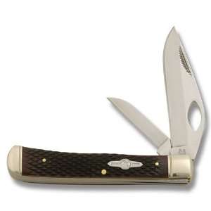   Blade Lock Trapper Knife with Gunstock Bone Handles