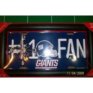  New York Giants Collectible License Plate Clock Frame 