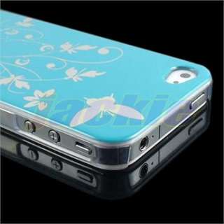 Fashion Silver Butterfly Flower Hard Back Skin Case Cover For iPhone 