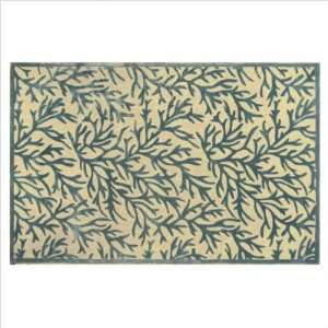  Botanical Coral Reef Blue Contemporary Rug Size 35 x 5 