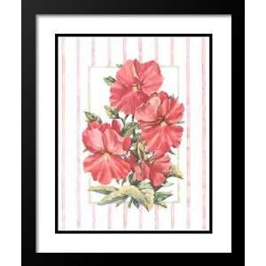  Van Dijk Framed and Double Matted 25x29 Striped Botanical Red 